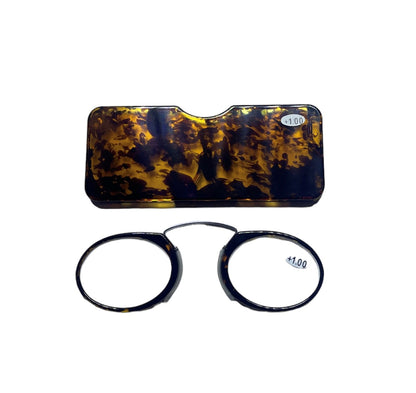 Cute Nose clip mini reading glasses in sturdy acrylic case