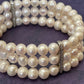 TRIPLE LA PERLE -3 layer fresh water pearl bracelet with elastic strap