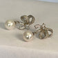 RADIANT BRIDE - Little bow sterling silver earring with baroque pearl