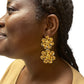 GOLDEN DAISY - lovely large 24k plated pendant earrings