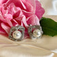 BELLA ROSA - Flower Shape White Gold Plated Pearl and zircon stud earring