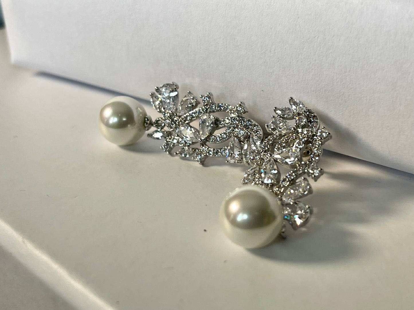 SNOW QUEEN - Unique Designed and Noble  Pearl and Cubic Zirconia earring