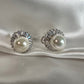 PRETTY BALLERINA - Great size round classic silver cubic irconia and pearl earring