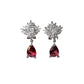 CRIMSON GLORY - White Gold Plated Waterdrop Pendant Earring with crimson cubic zirconia