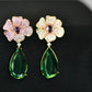 BLOSSOMING LIME - Beautiful Pink Cubic Zirconia Dangle Big Flower Party Earrings