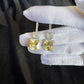 FIERY SENSATION - Fashionable Yellow Topaz Cubic Zirconia Square Hook Earrings