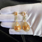 ORANGE HONEY -  Gorgeous Luxury Orange Zirconia Round Dangle Earring in gold plating