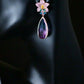 LILAC BEAUTY - Beautiful Pink Cubic Zirconia Flower with a Rainbow Topaz Crystal luxury earrings