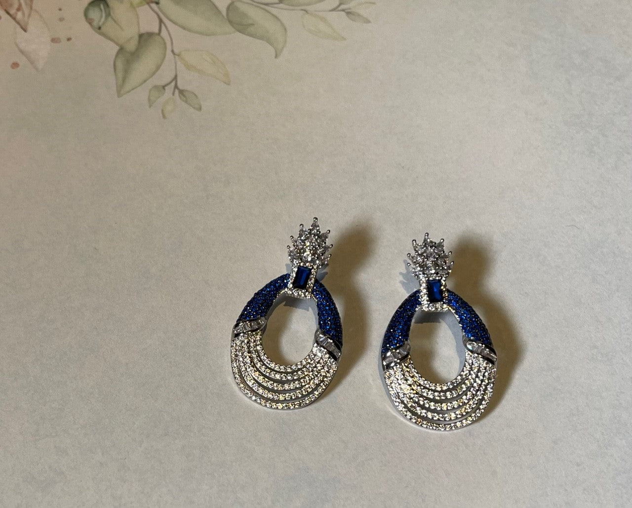 BLUE MOON - Exquisite blue and silver dangling evening earring