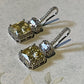 FIERY SENSATION - Fashionable Yellow Topaz Cubic Zirconia Square Hook Earrings