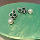 LEMON AND LIME -  925 Sterling silver Pearl Earring with green leaves