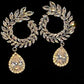 ARTISANS DELIGHT -  Elegant Olive Wreath Water Drop Marquise Cut Cubic Zirconia Earrings