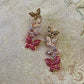 BUTTERFLY KISSES - Beautiful Micro Paved Cubic Zirconia Danglin Purple Red Butterfly Earrings