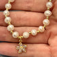 GLAMOUR STAR -Fresh water pearl bracelet with cubic and gold flower