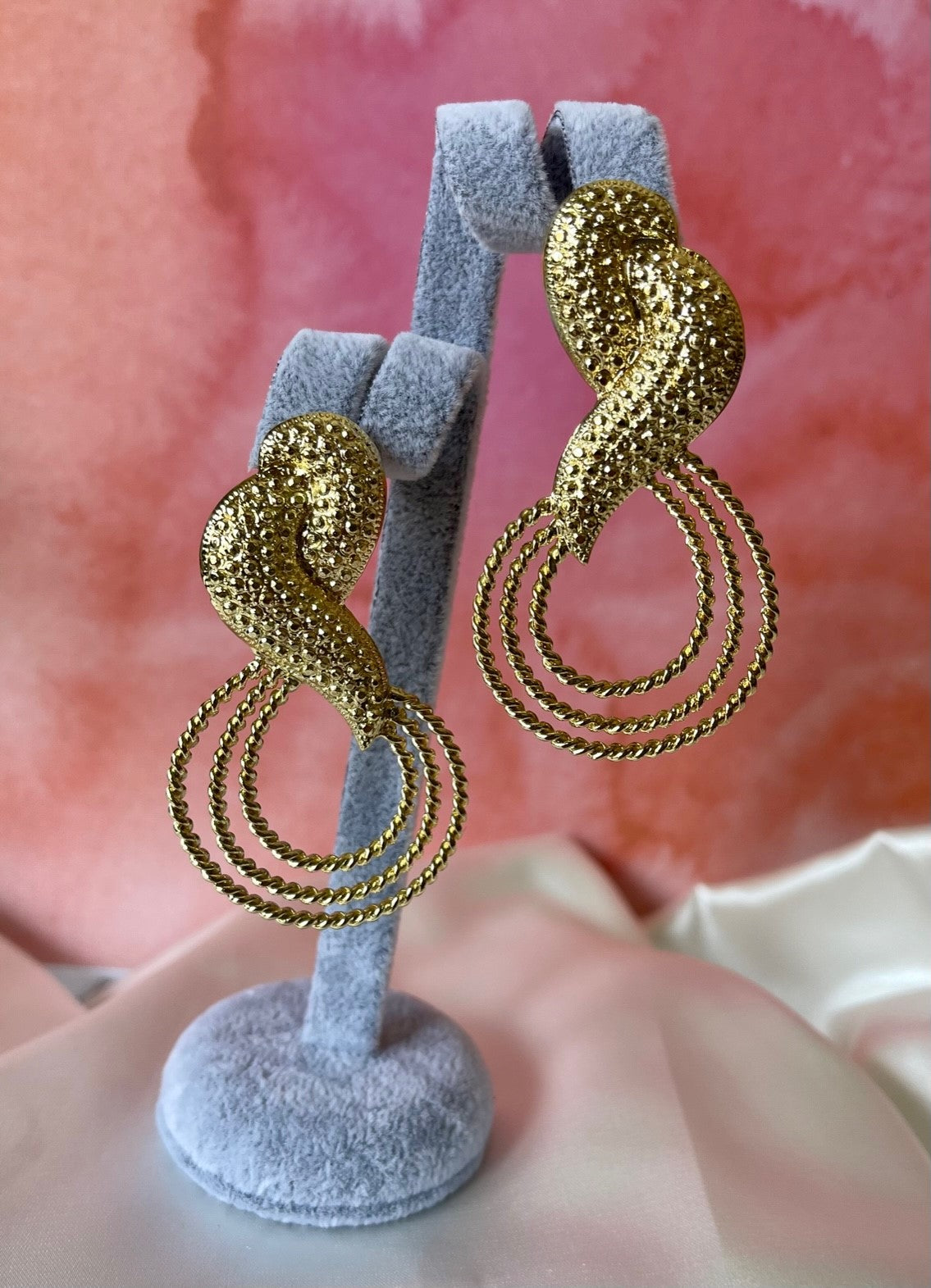 CURLY TWIST 9ct gold plated copper alloy large statement earrings