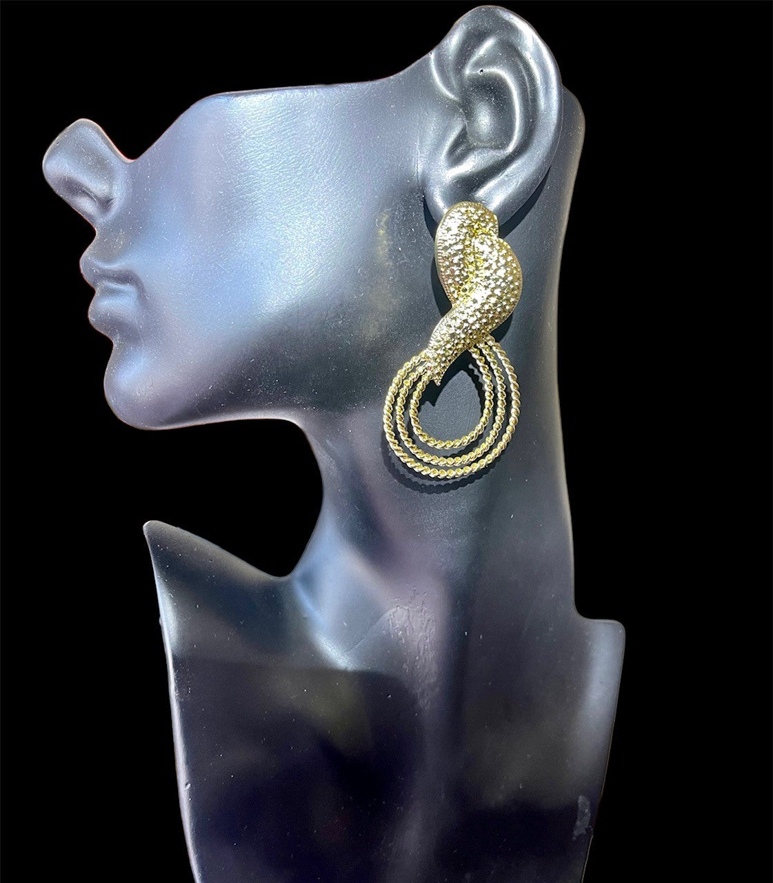 CURLY TWIST 9ct gold plated copper alloy large statement earrings