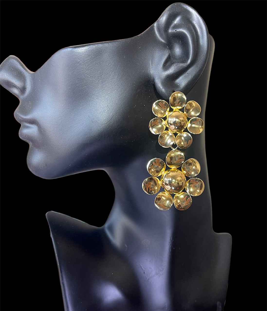 GOLDEN DAISY - lovely large 24k plated pendant earrings