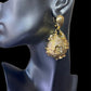 GOLD ROSE BASKET - 24k gold plated pendant clip earrings