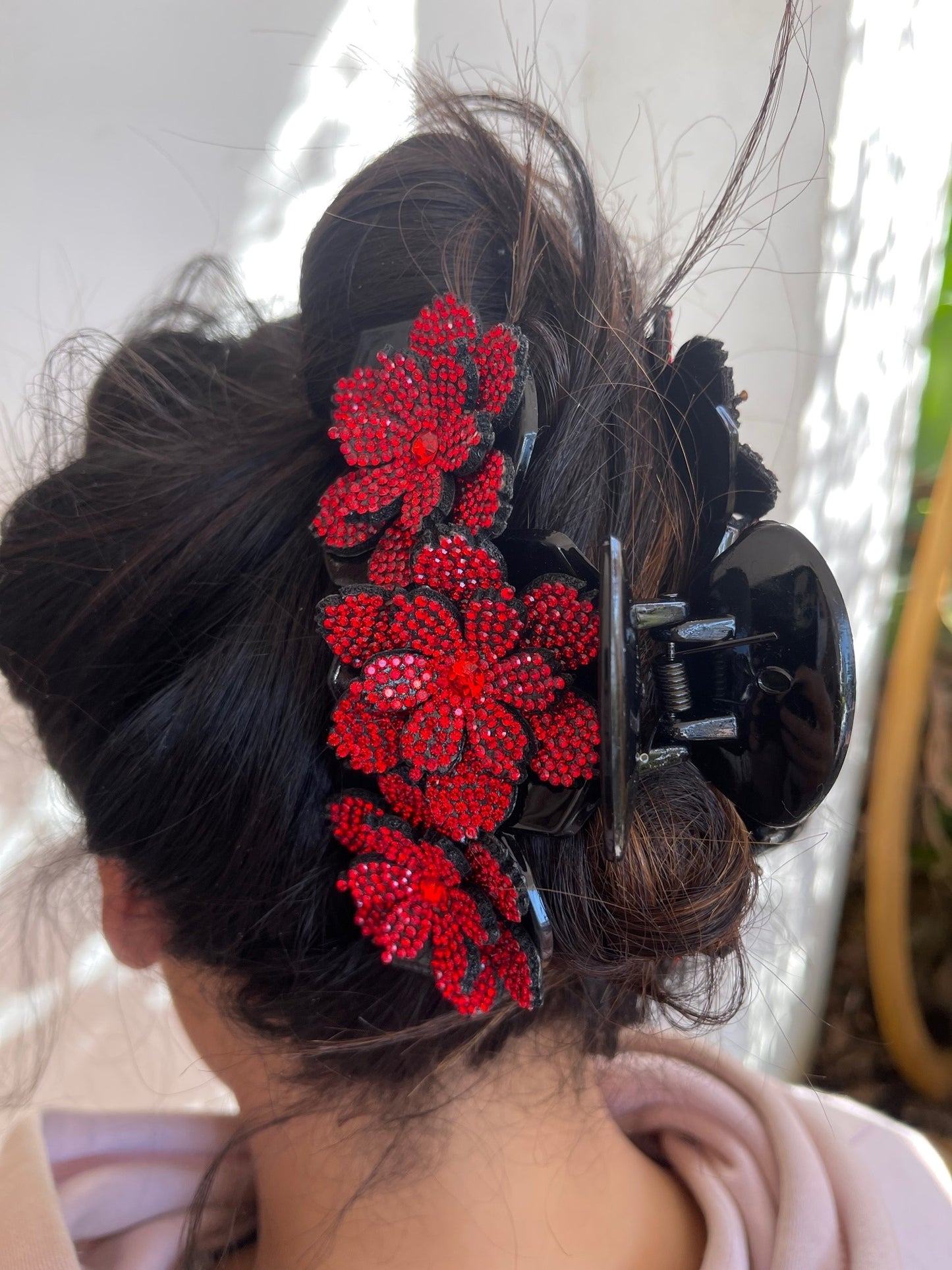 Spectacular large bling hair claw with vibrant flowers