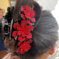 Spectacular large bling hair claw with vibrant flowers