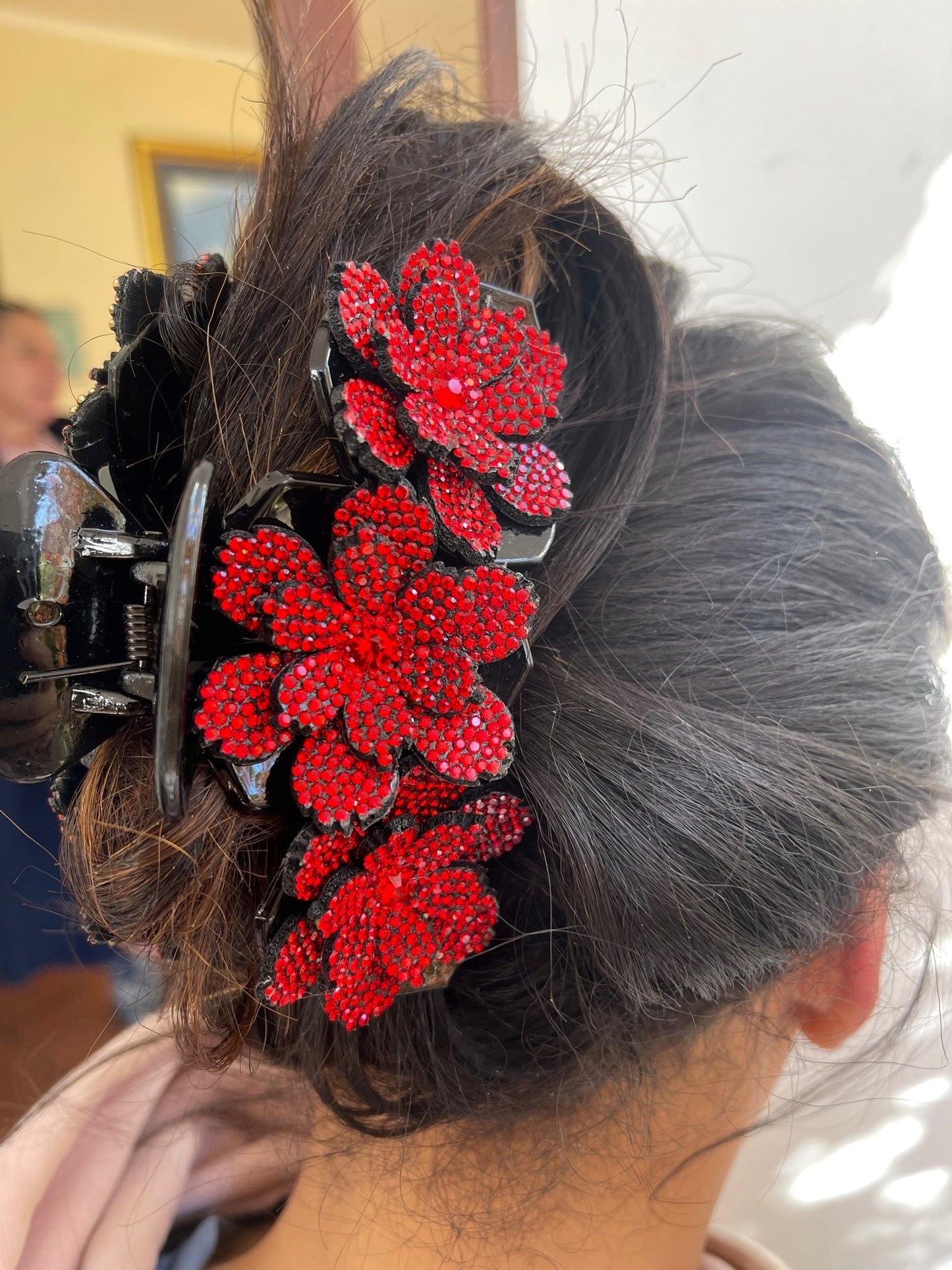 Spectacular large bling hair claw with vibrant flowers