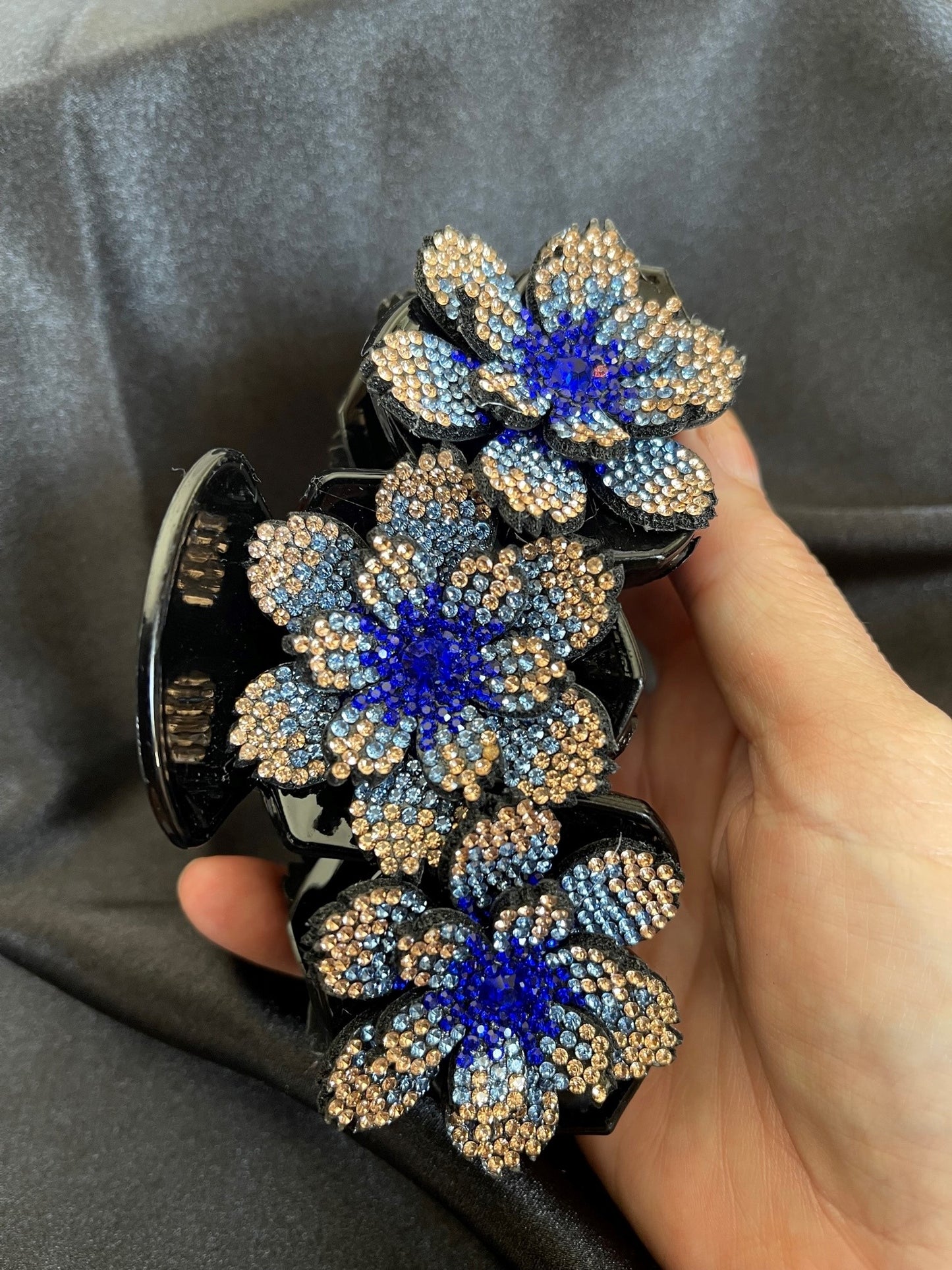 Spectacular large bling hair claw with vibrant flowers