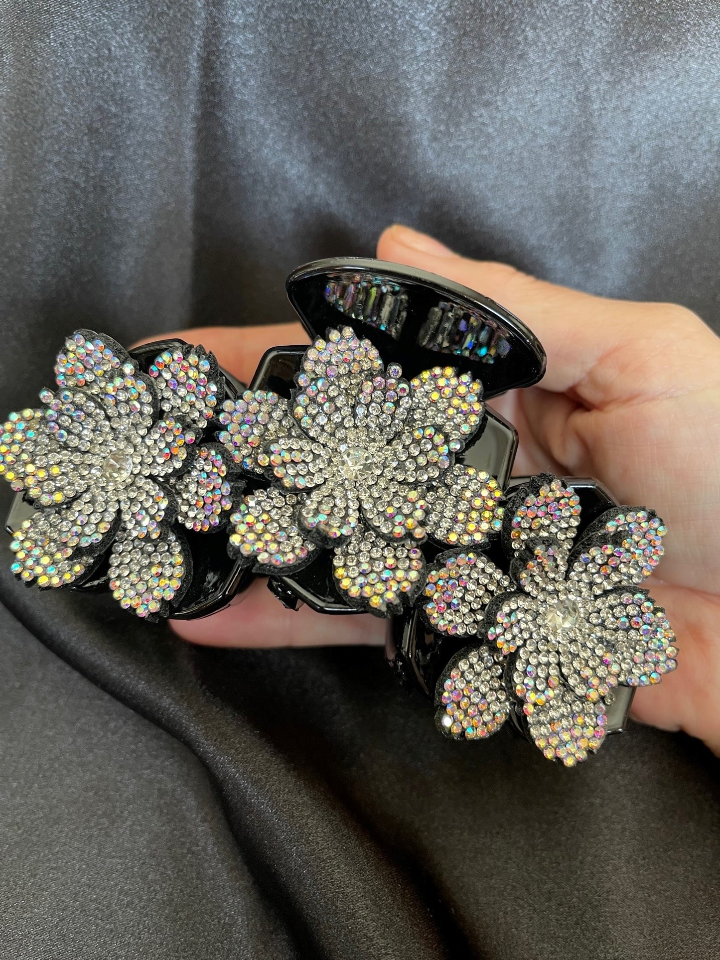 Spectacular large bling hair claw with vibrant flowers