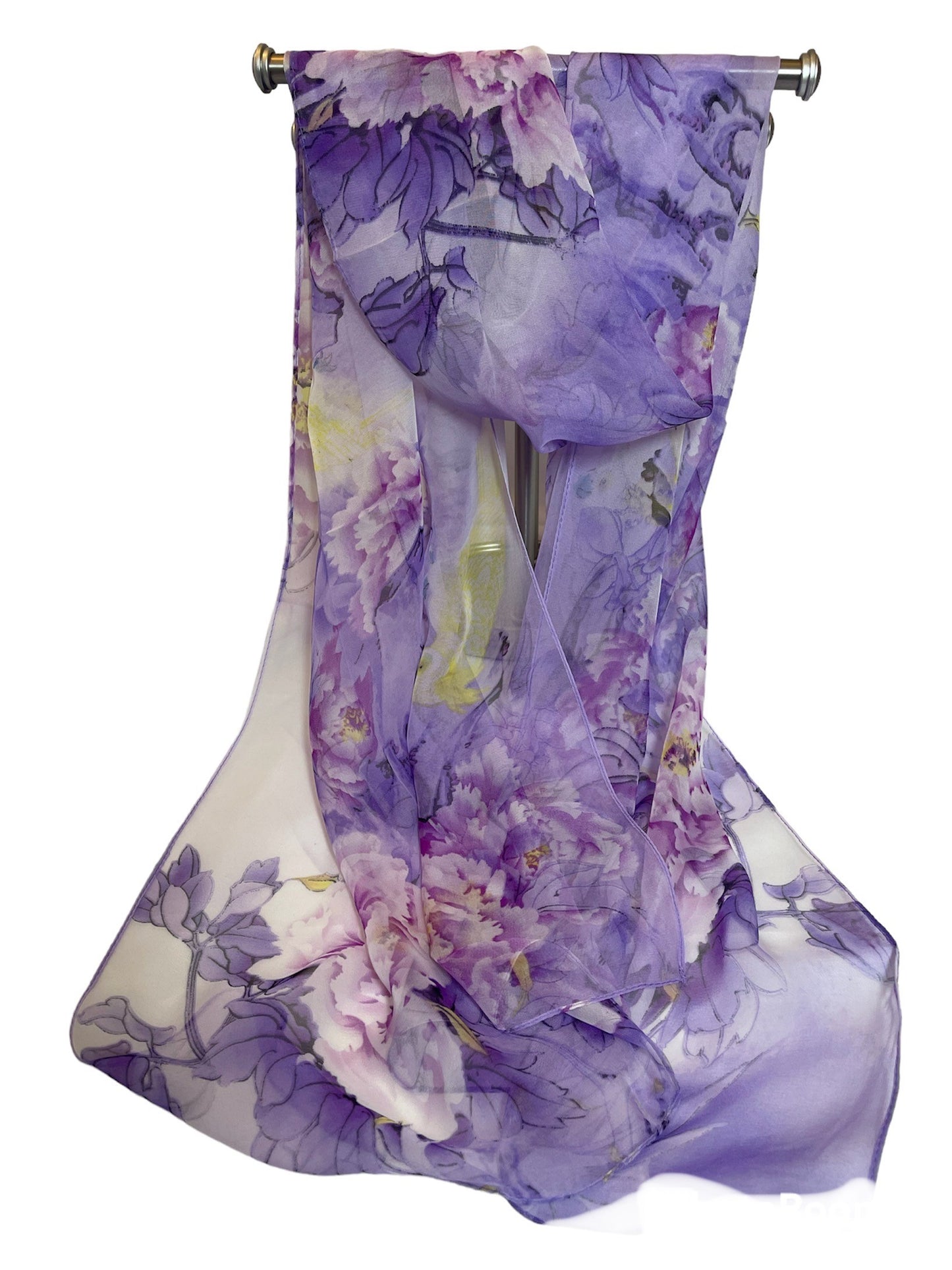 LONG CHIFFON fashion scarves in soft pastel colours with beautiful patterns