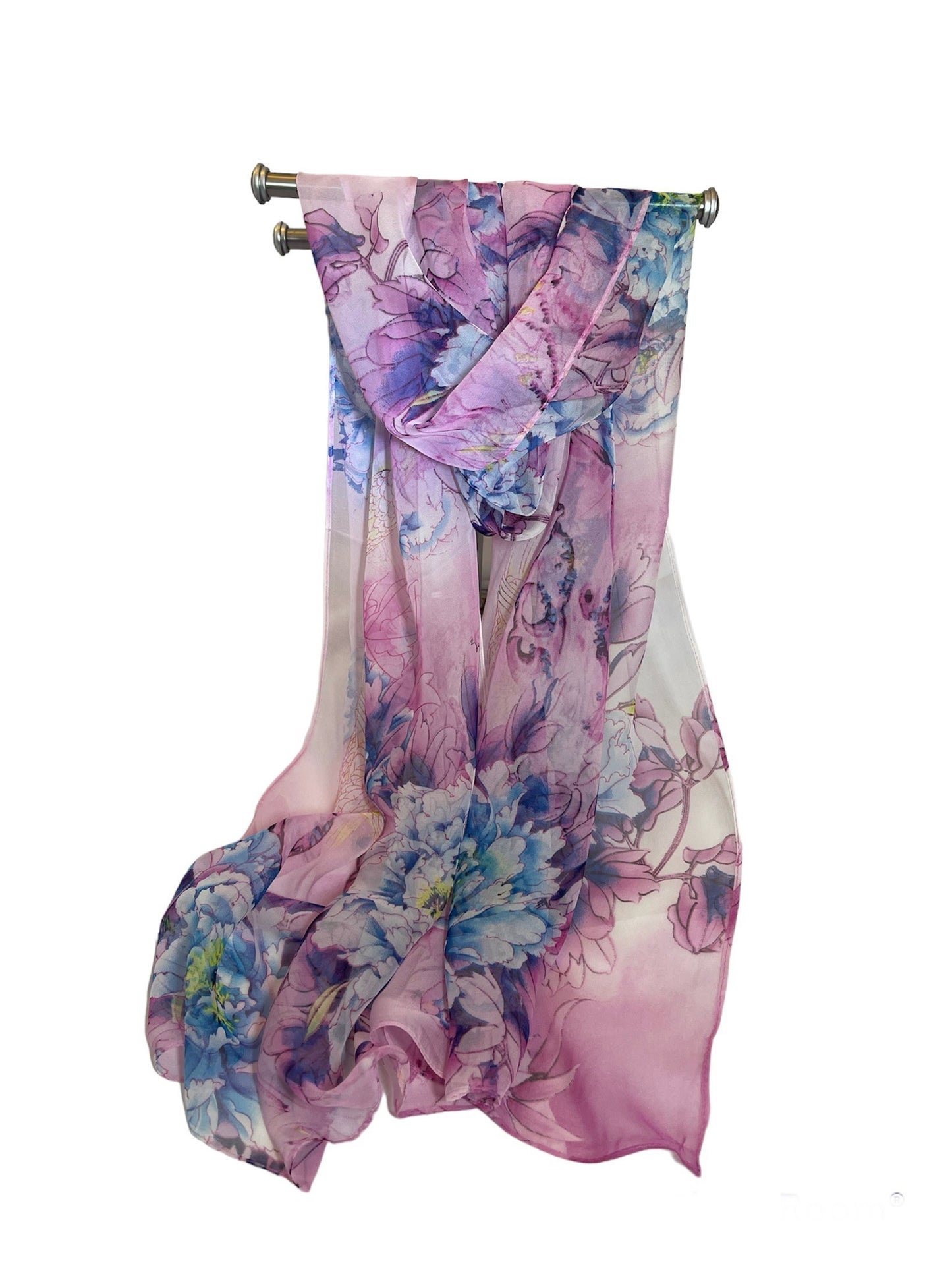 LONG CHIFFON fashion scarves in soft pastel colours with beautiful patterns