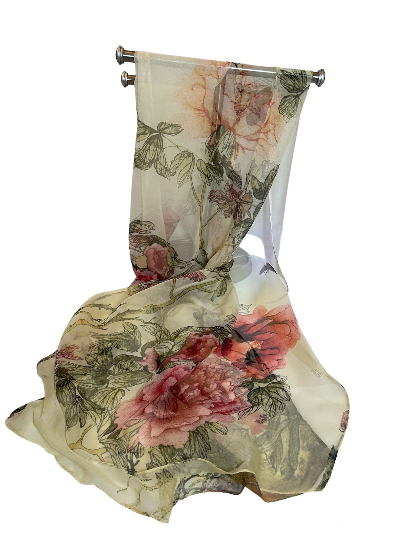 LONG CHIFFON fashion scarves in soft pastel colours with beautiful patterns