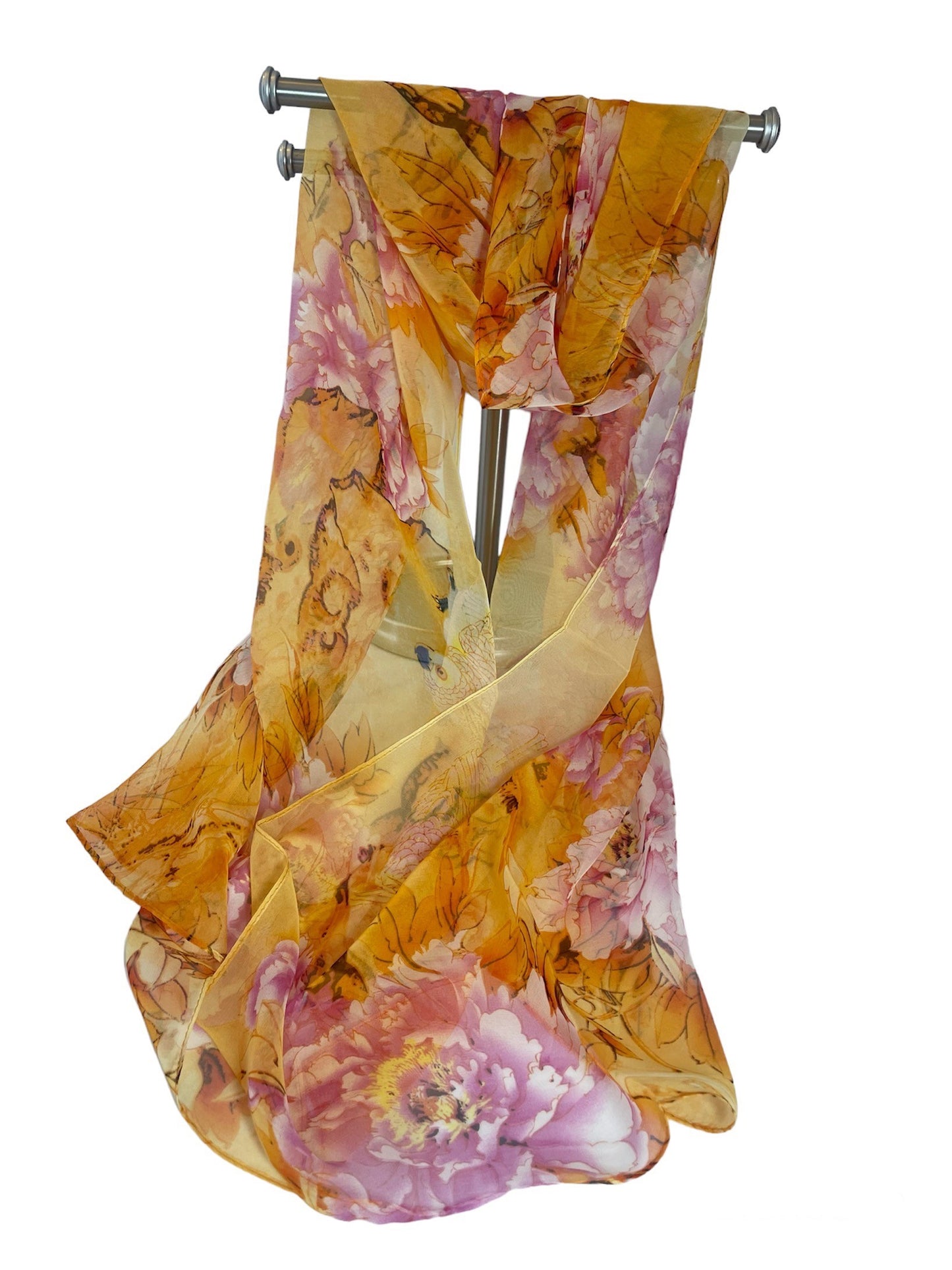 LONG CHIFFON fashion scarves in soft pastel colours with beautiful patterns