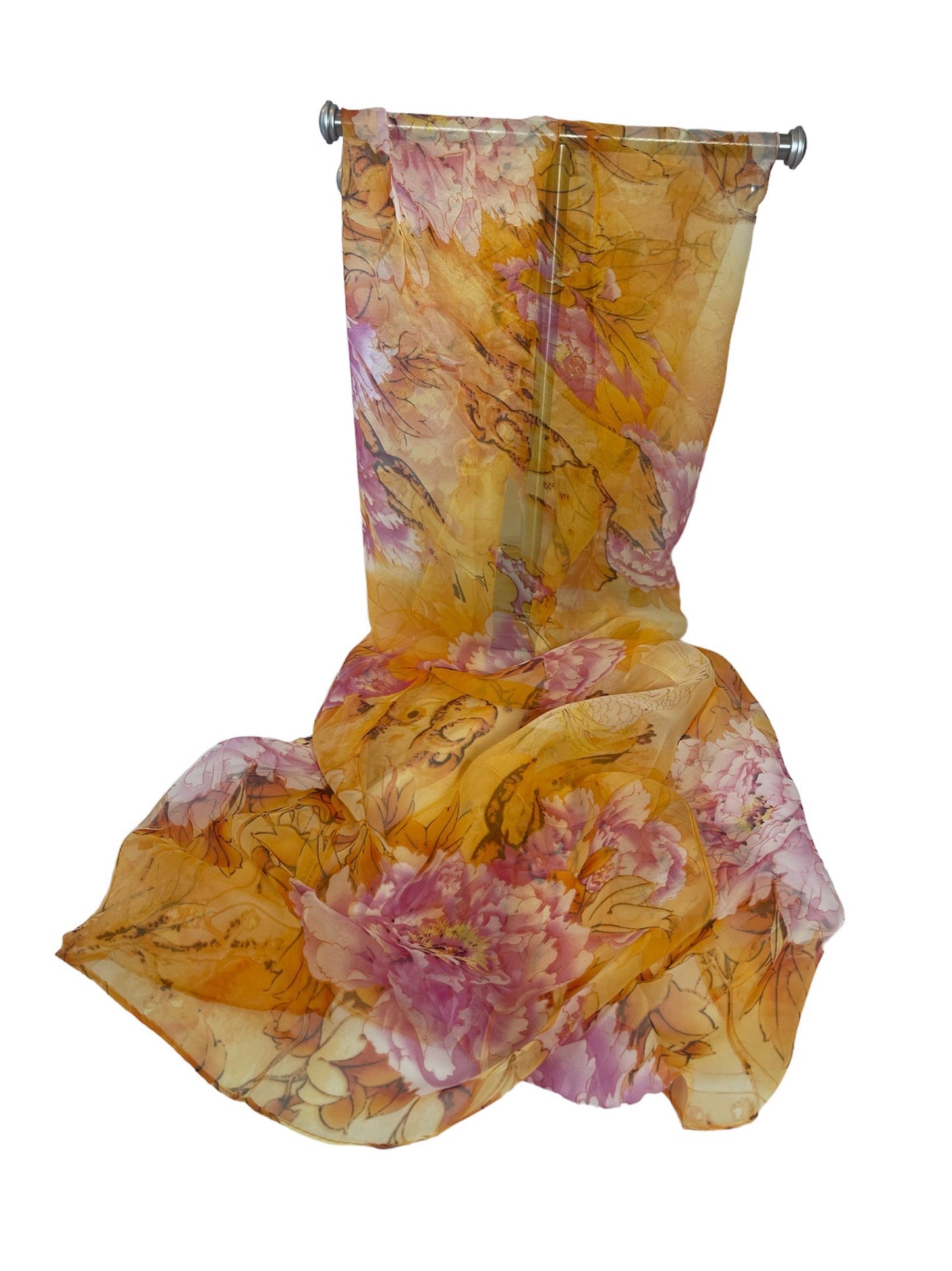 LONG CHIFFON fashion scarves in soft pastel colours with beautiful patterns