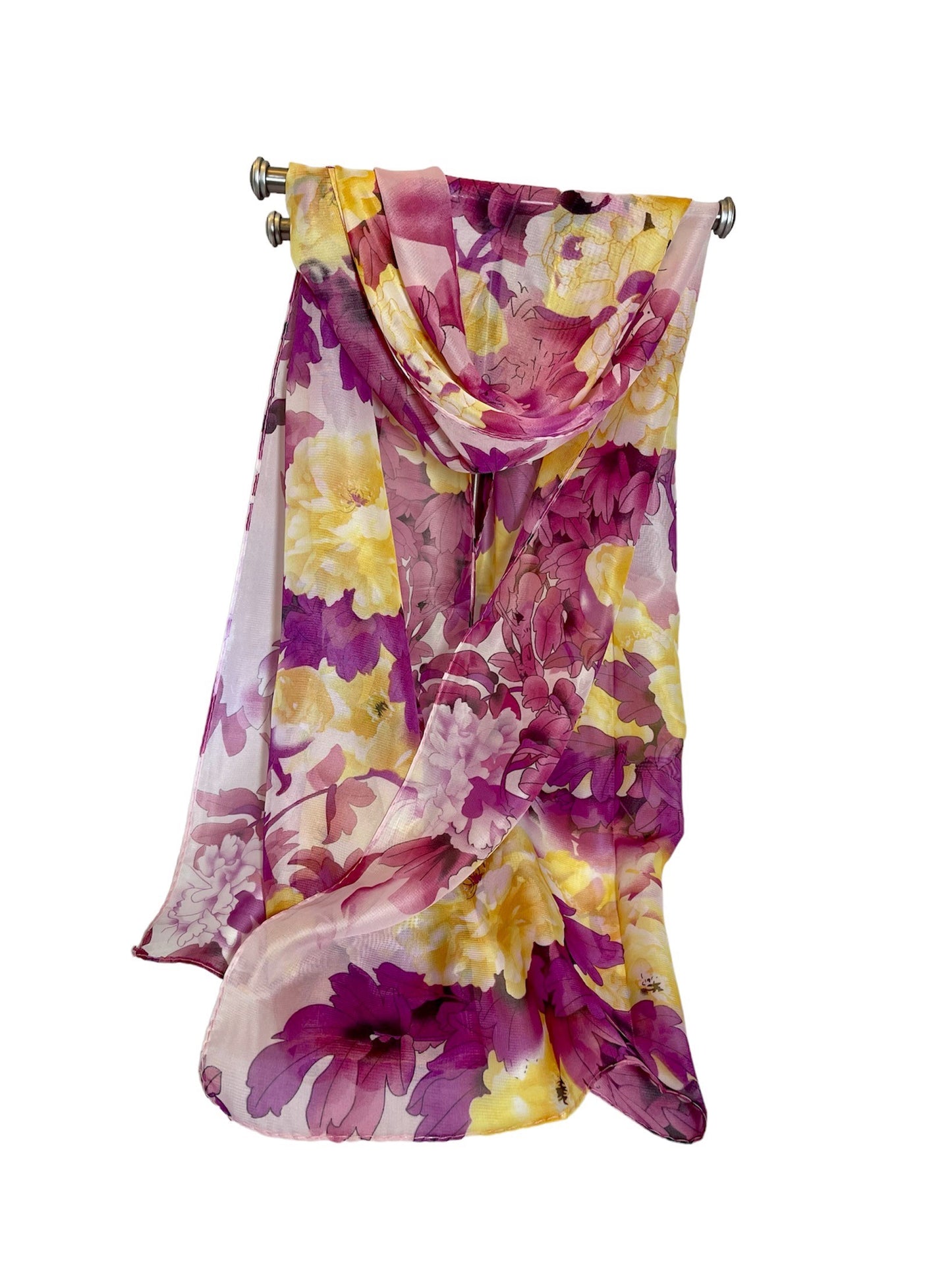 LONG CHIFFON fashion scarves in soft pastel colours with beautiful patterns