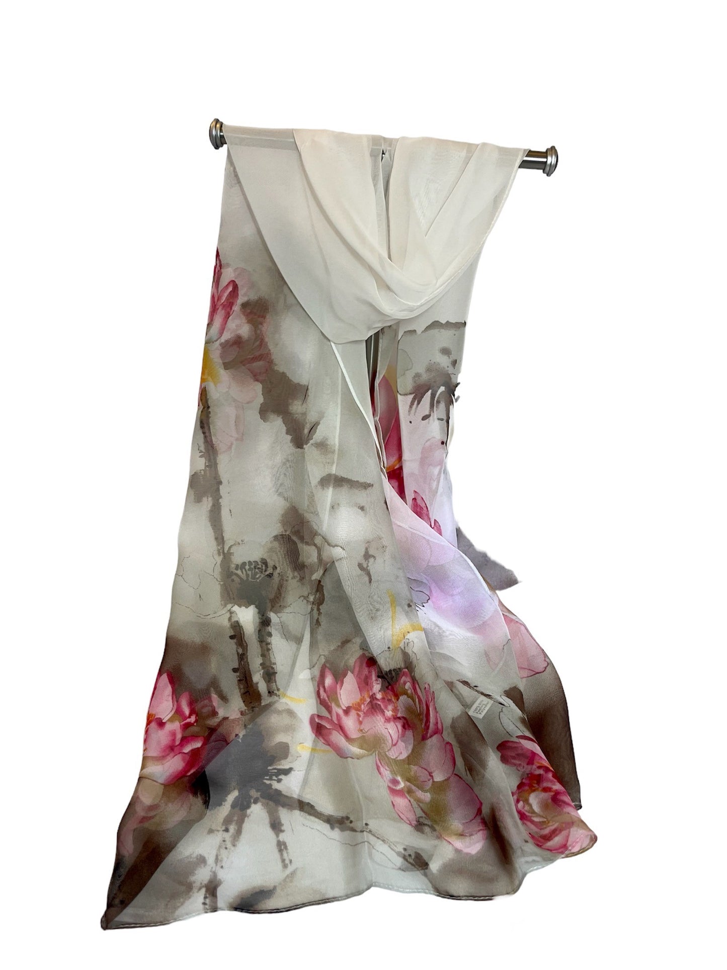 LONG CHIFFON fashion scarves in soft pastel colours with beautiful patterns