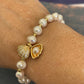 GOLDEN PEARL -Fresh water pearl and gold clam drawstring bracelet