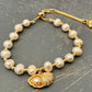 GOLDEN PEARL -Fresh water pearl and gold clam drawstring bracelet