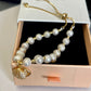 GOLDEN PEARL -Fresh water pearl and gold clam drawstring bracelet