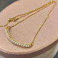 SMILEY FACE Pearl necklace with a tiny row of cubics which is 14 k gold plated