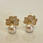 CHERRY BLOSSOM  - Pink cherry blossom earrings with a round freshwater pearl