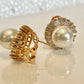 SHAPELY LADY - Good size round  Champagne Gold Fashion Cubic Zirconia and pearl earring