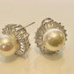 PRETTY BALLERINA - Great size round classic silver cubic irconia and pearl earring