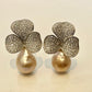 DARLING'S DELIGHT -stunning size 3 leaf clover baroque pearl earring set in 925 Sterling Silver with zirconias