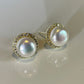 CUPCAKE - The sweetest fresh water pearl stud earring surrounded by glitsy zirconias