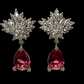 CRIMSON GLORY - White Gold Plated Waterdrop Pendant Earring with crimson cubic zirconia